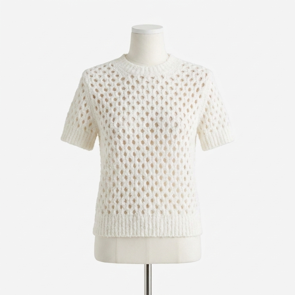 NEW VINCE honeycomb boxy tee in white